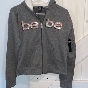 Bebe Sport Hooded Sequin Zip Up